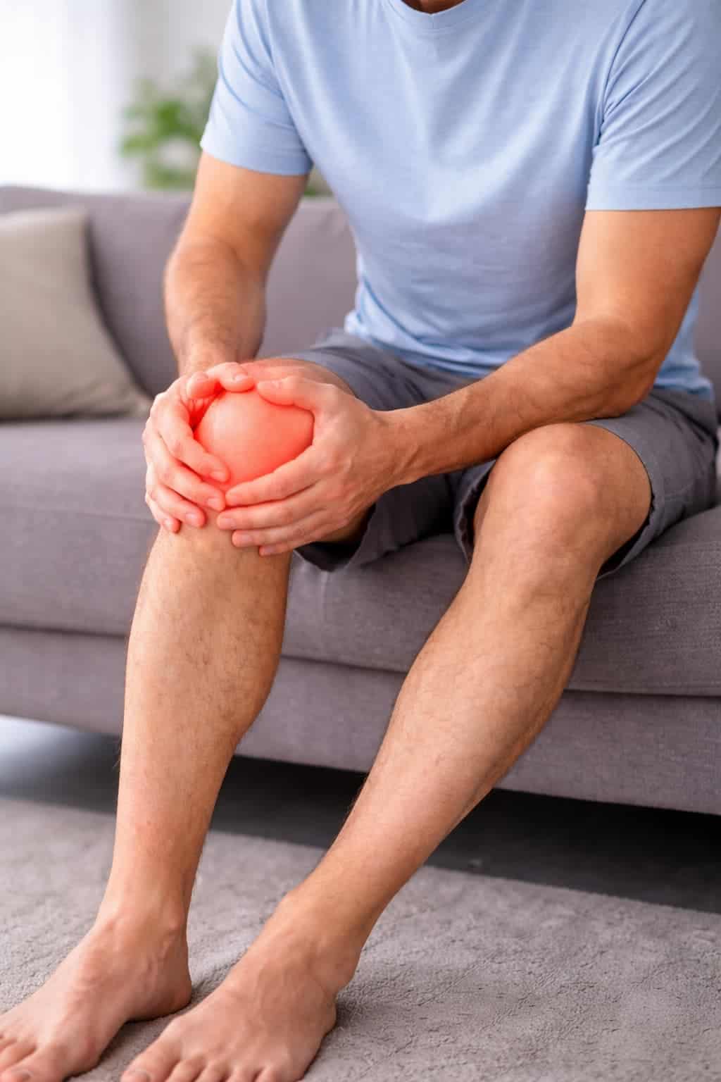 Pacient cu durere de genunchi cauzată de leziune a cartilajului articular